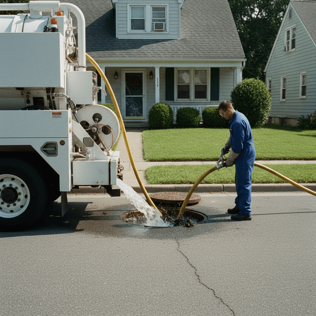 Blick in einen offenen Kanalschacht zur Inspektion